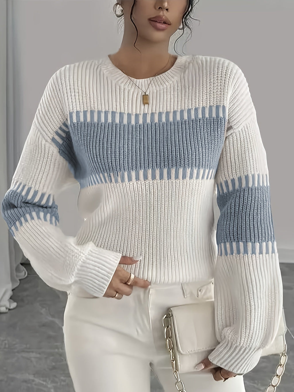 Maglione a righe color-block – Abbigliamento casual, stile quotidiano
