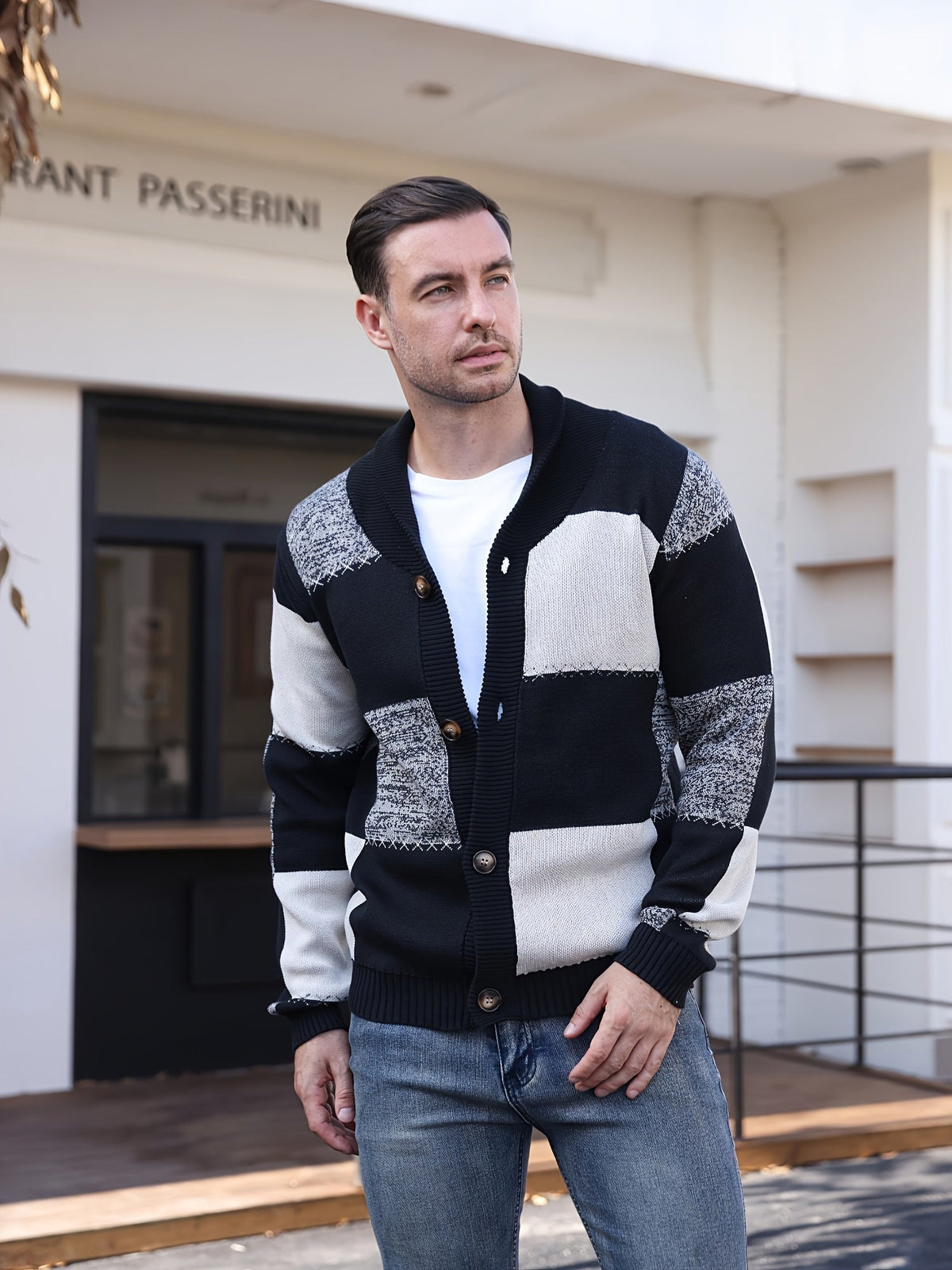 Cardigan a bottoni color-block – Abbigliamento casual, a strati