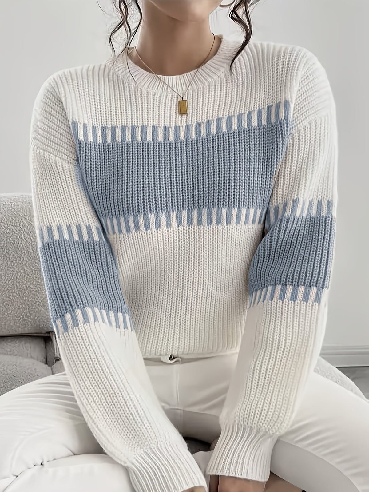 Maglione a righe color-block – Abbigliamento casual, stile quotidiano