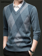 Maglione con scollo a V a rombi | Stile classico – Abbigliamento casual, tenuta da ufficio
