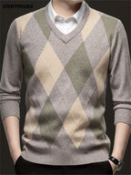 Maglione con scollo a V a rombi | Stile classico – Abbigliamento casual, tenuta da ufficio