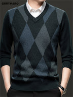 Maglione con scollo a V a rombi | Stile classico – Abbigliamento casual, tenuta da ufficio