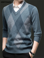 Maglione con scollo a V a rombi | Stile classico – Abbigliamento casual, tenuta da ufficio