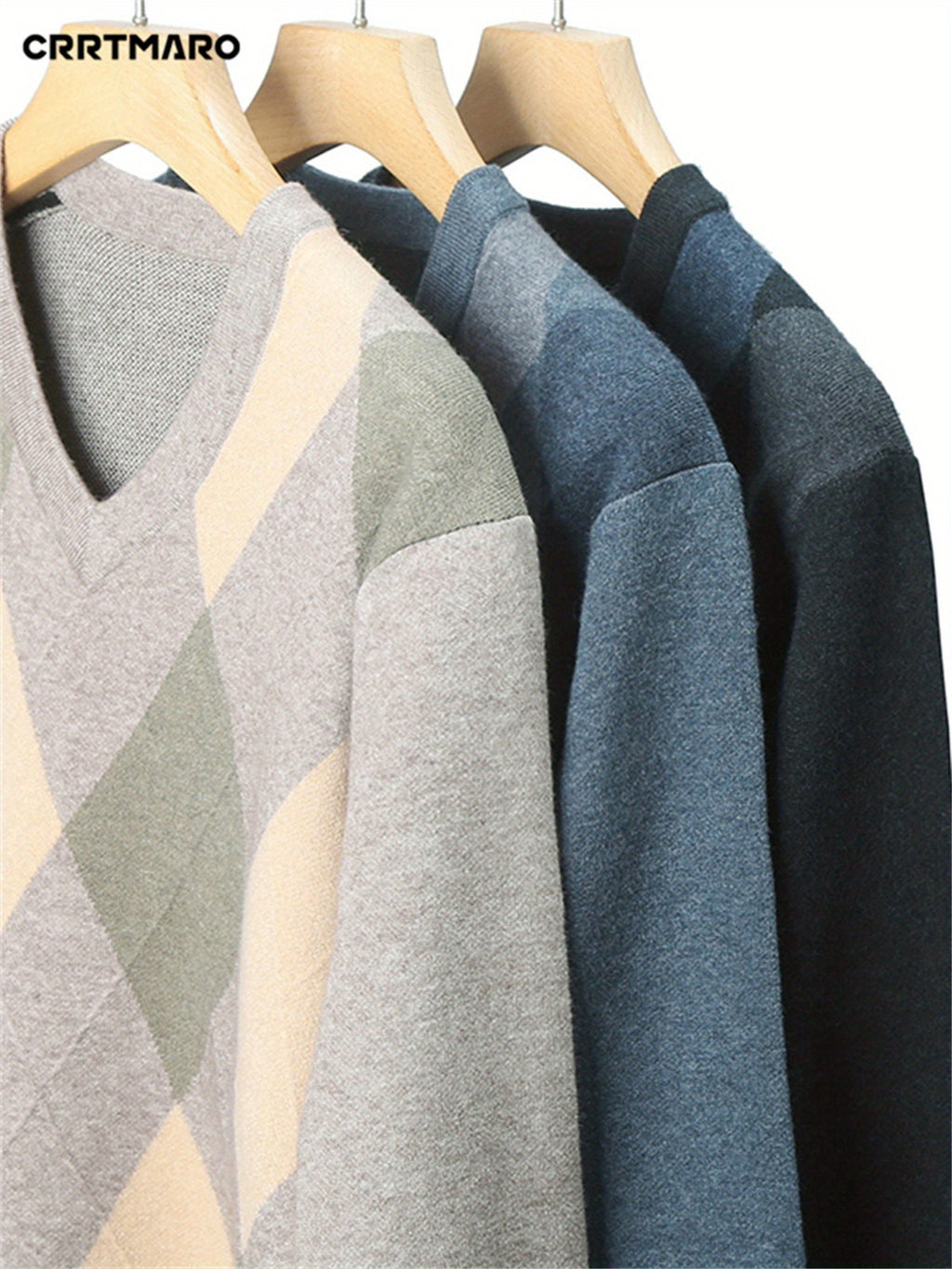Maglione con scollo a V a rombi | Stile classico – Abbigliamento casual, tenuta da ufficio
