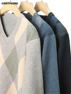 Maglione con scollo a V a rombi | Stile classico – Abbigliamento casual, tenuta da ufficio