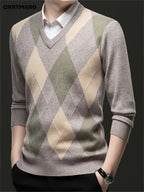 Maglione con scollo a V a rombi | Stile classico – Abbigliamento casual, tenuta da ufficio