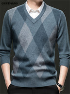 Maglione con scollo a V a rombi | Stile classico – Abbigliamento casual, tenuta da ufficio