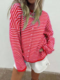 Striped Knit Cardigan with Buttons – Casual, Office