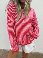 Striped Knit Cardigan with Buttons – Casual, Office