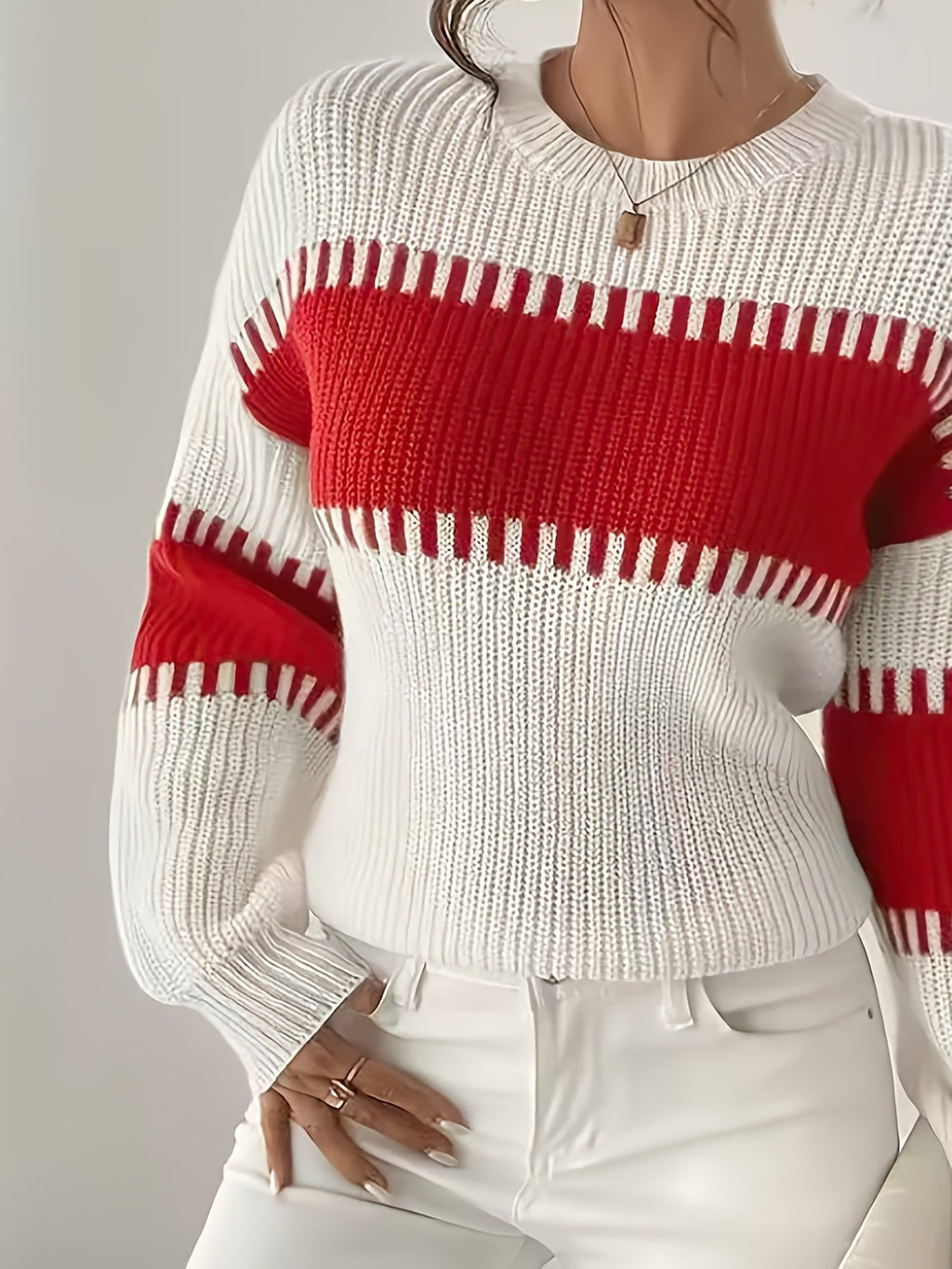 Maglione a righe color-block – Abbigliamento casual, stile quotidiano