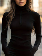 Half-Zip High-Neck Top – Casual Wear, Everyday Style