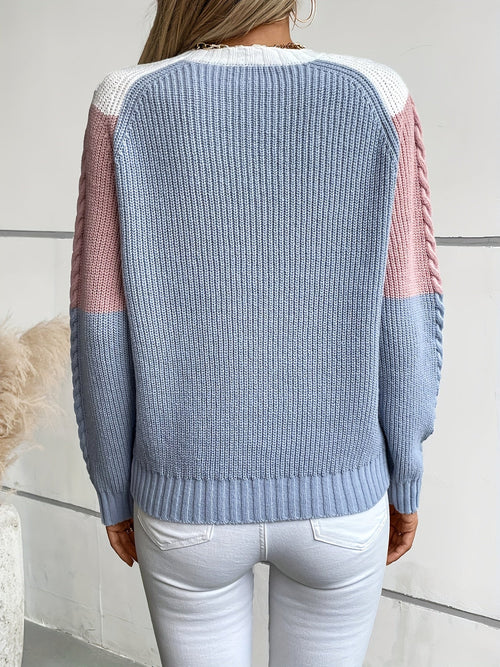Maglione in maglia color block – Abbigliamento casual, stile a strati