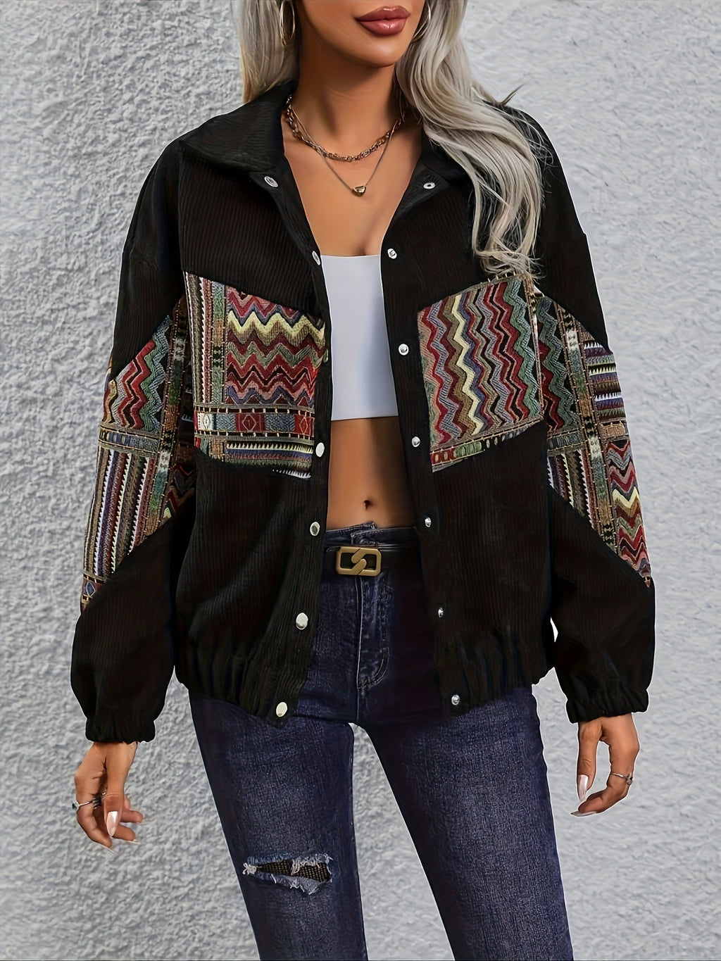Giacca Patchwork Statement – Abbigliamento casual, all'avanguardia della moda