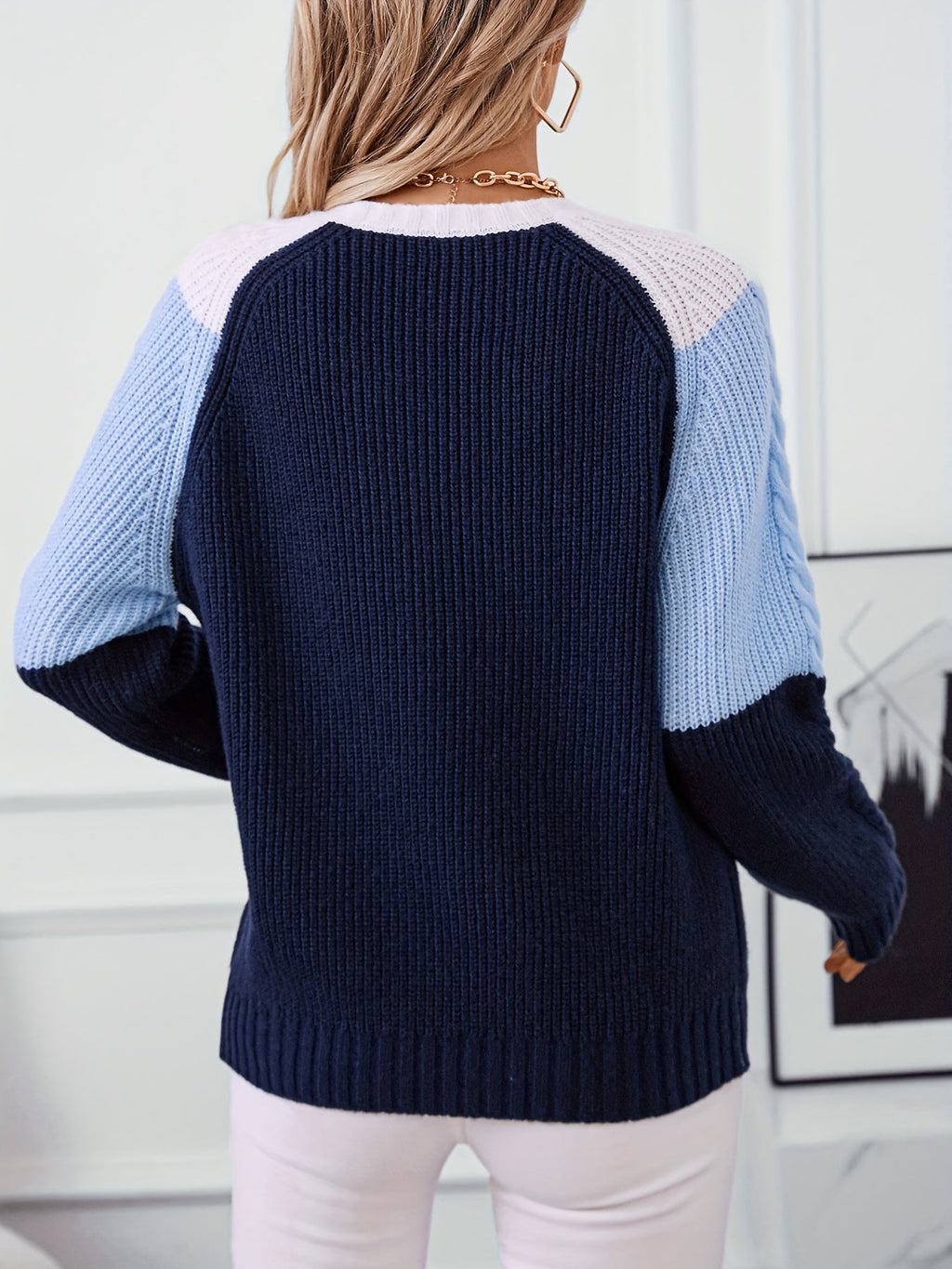 Maglione in maglia color block – Abbigliamento casual, stile a strati