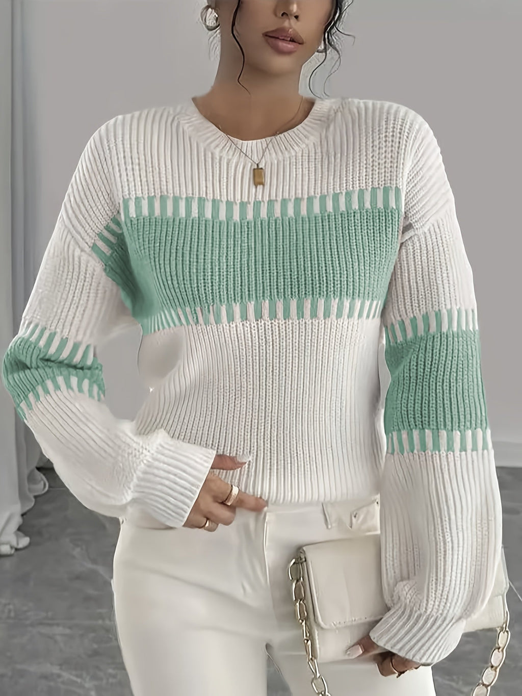 Maglione a righe color-block – Abbigliamento casual, stile quotidiano