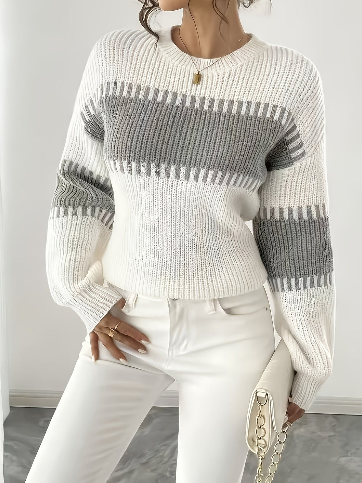 Maglione a righe color-block – Abbigliamento casual, stile quotidiano