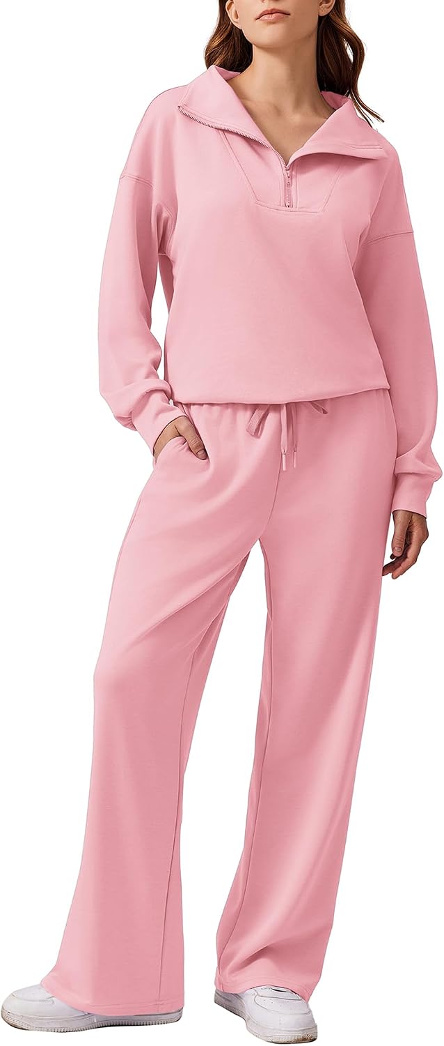 2 Piece Lounge Set for Women, 1/4 Zip – Casual Wear, Fall Fashion, Relaxing, Outing