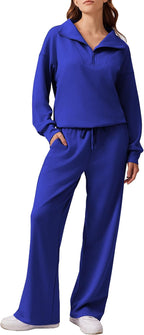 2 Piece Lounge Set for Women, 1/4 Zip – Casual Wear, Fall Fashion, Relaxing, Outing