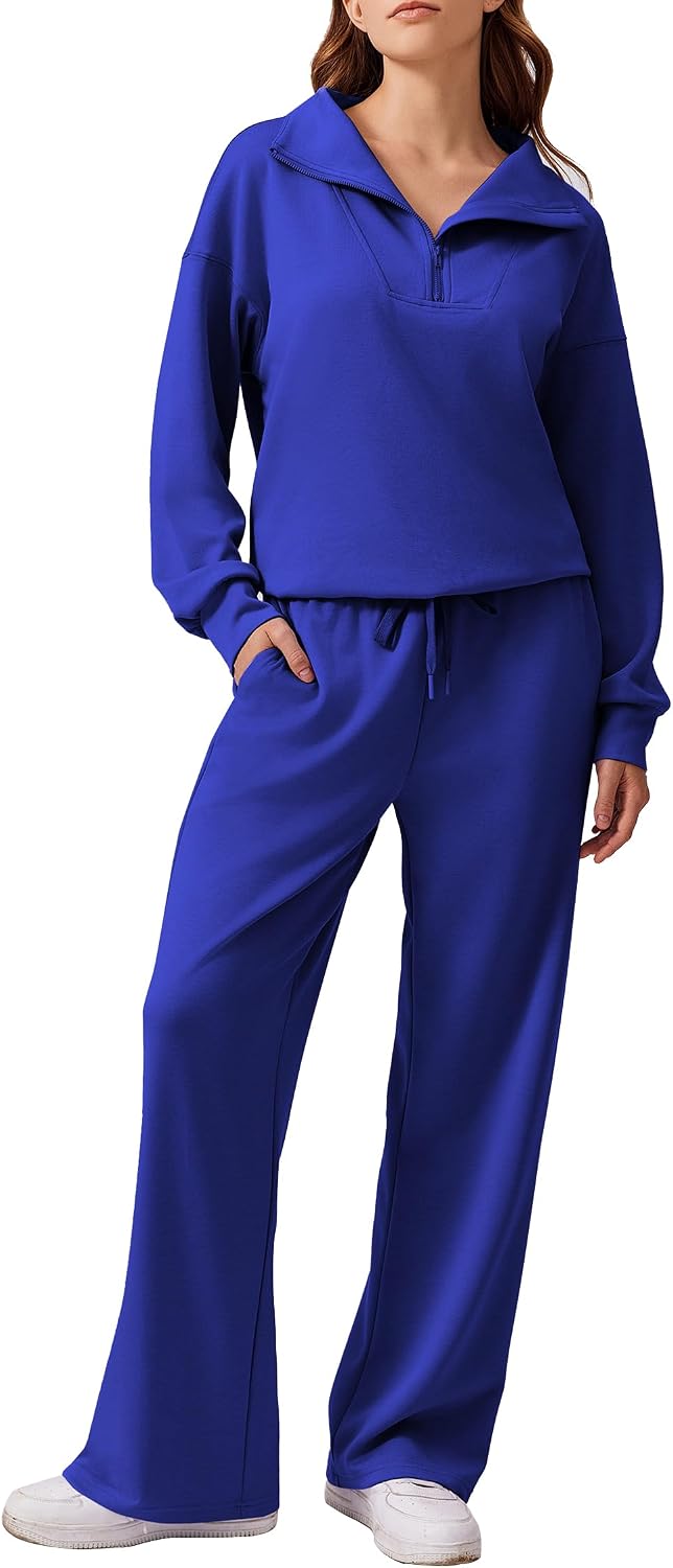 2 Piece Lounge Set for Women, 1/4 Zip – Casual Wear, Fall Fashion, Relaxing, Outing
