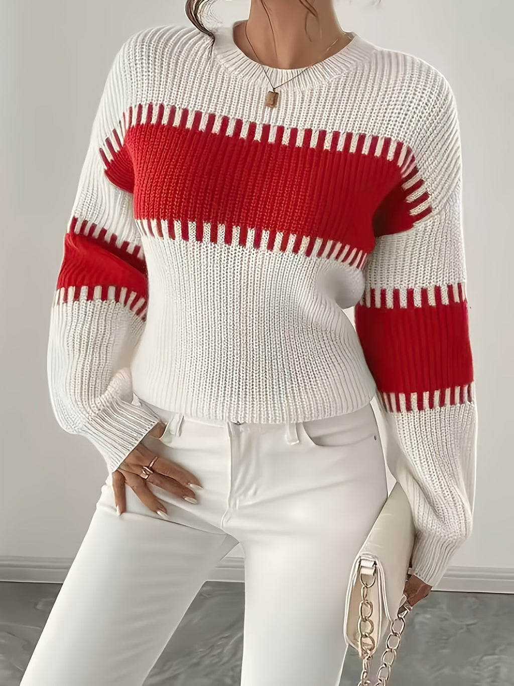 Maglione a righe color-block – Abbigliamento casual, stile quotidiano
