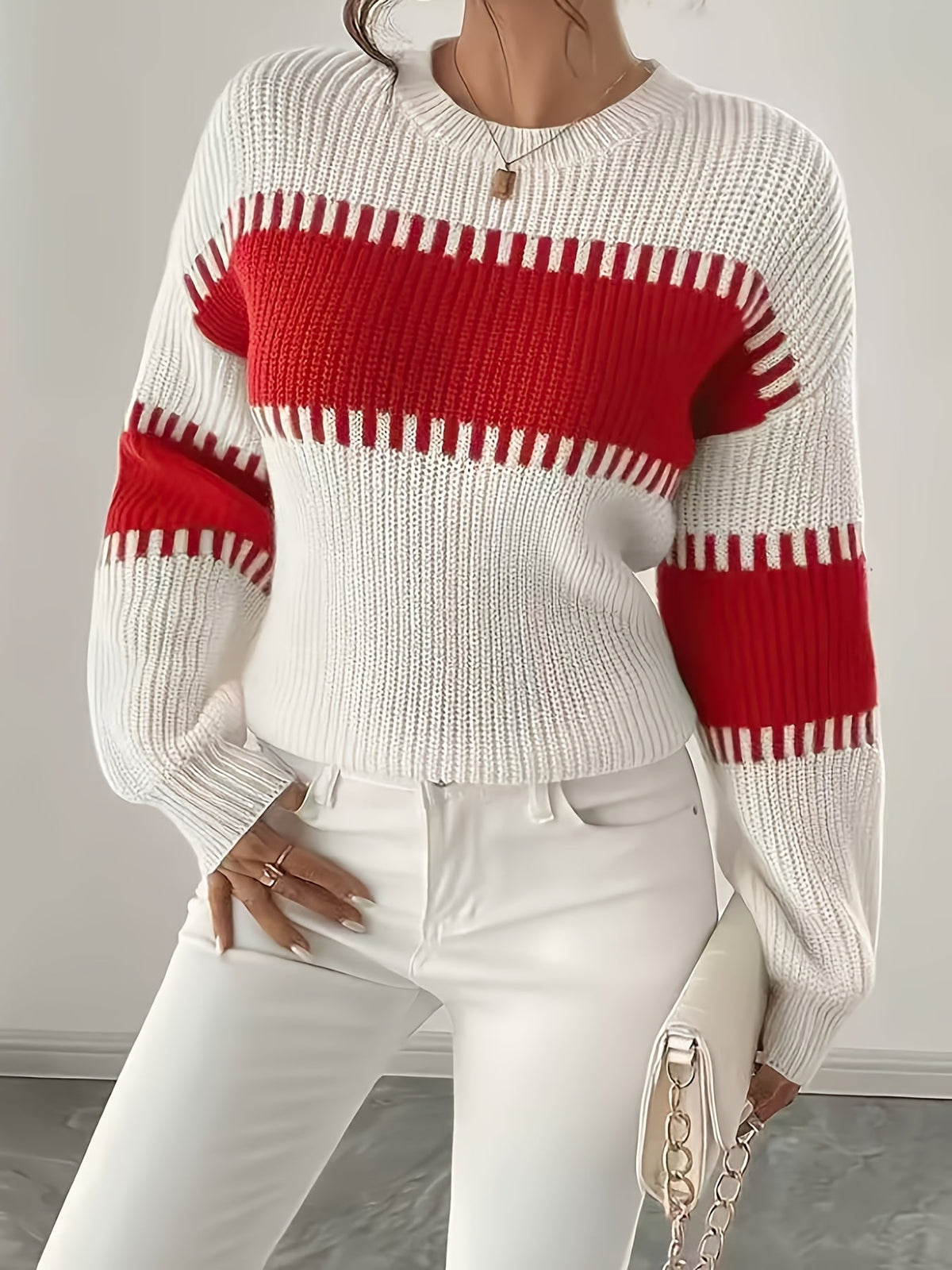 Maglione a righe color-block – Abbigliamento casual, stile quotidiano