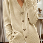 Cardigan con scollo a V e bottoni a cuore – Abbigliamento casual, a strati