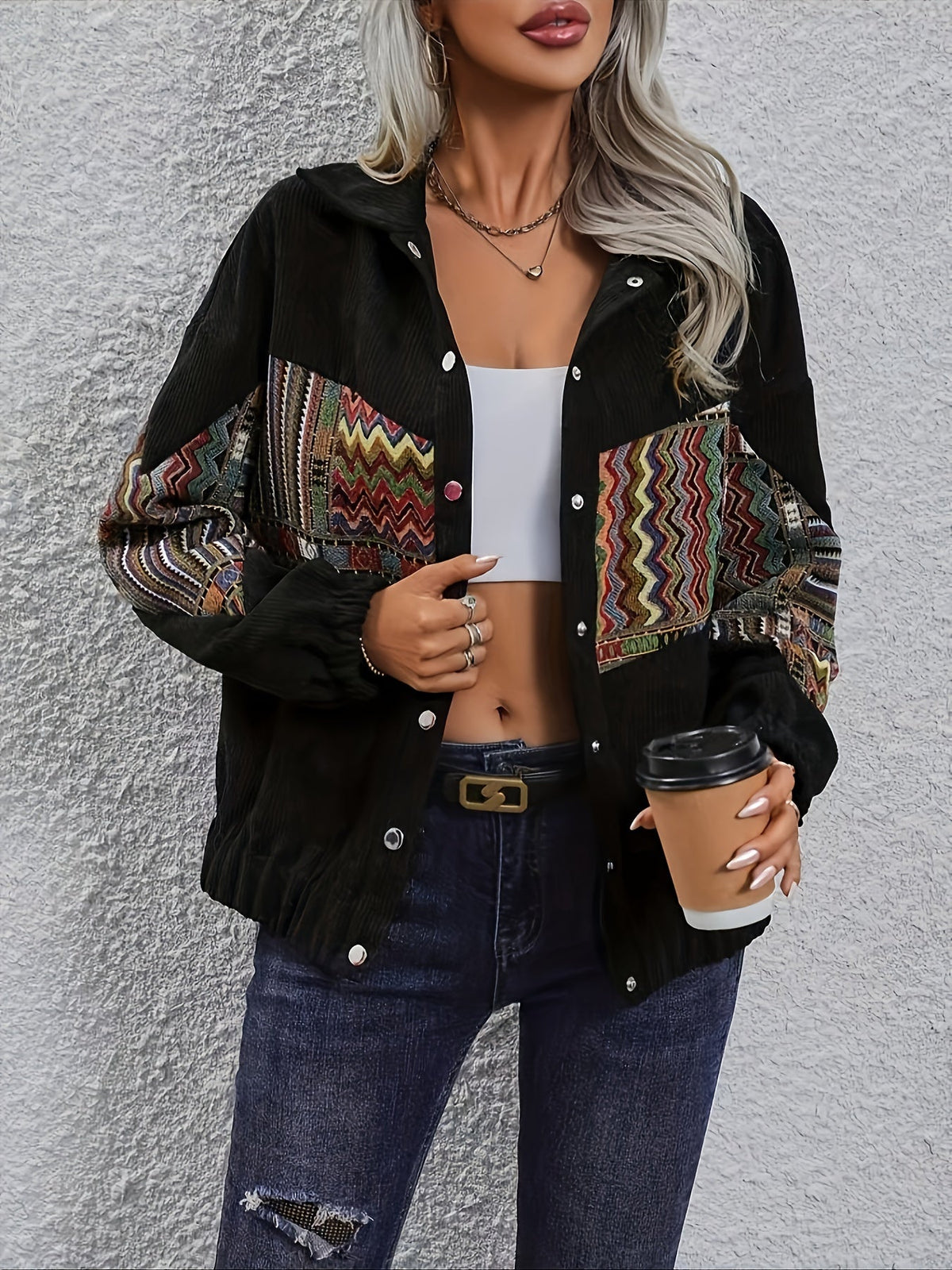 Giacca Patchwork Statement – Abbigliamento casual, all'avanguardia della moda