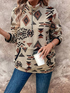 Felpa quarter-zip con stampa azteca – Abbigliamento casual, a strati