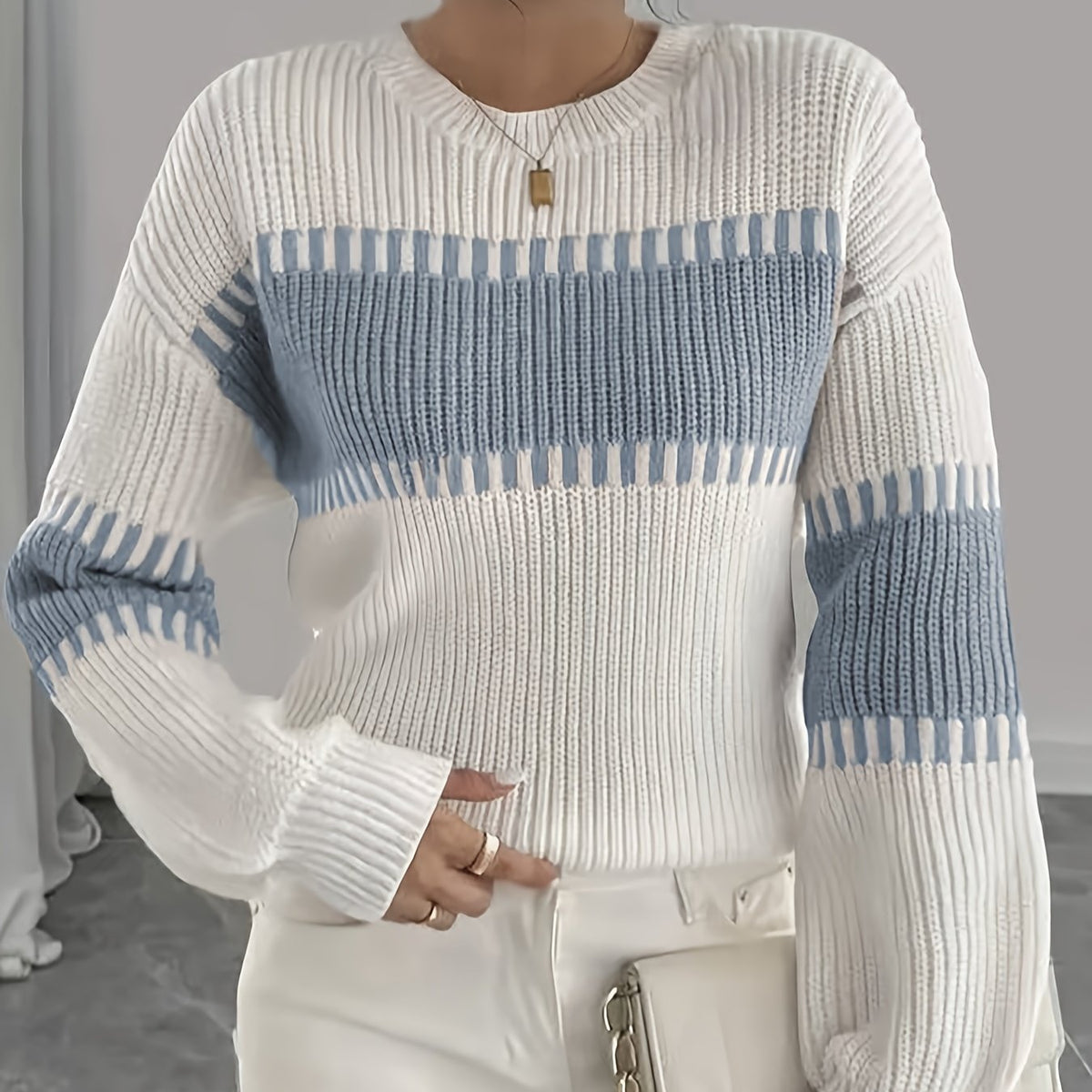 Maglione a righe color-block – Abbigliamento casual, stile quotidiano