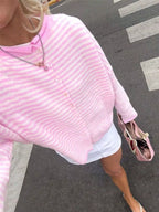 Striped Knit Cardigan with Buttons – Casual, Office