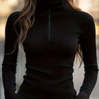 Half-Zip High-Neck Top – Casual Wear, Everyday Style