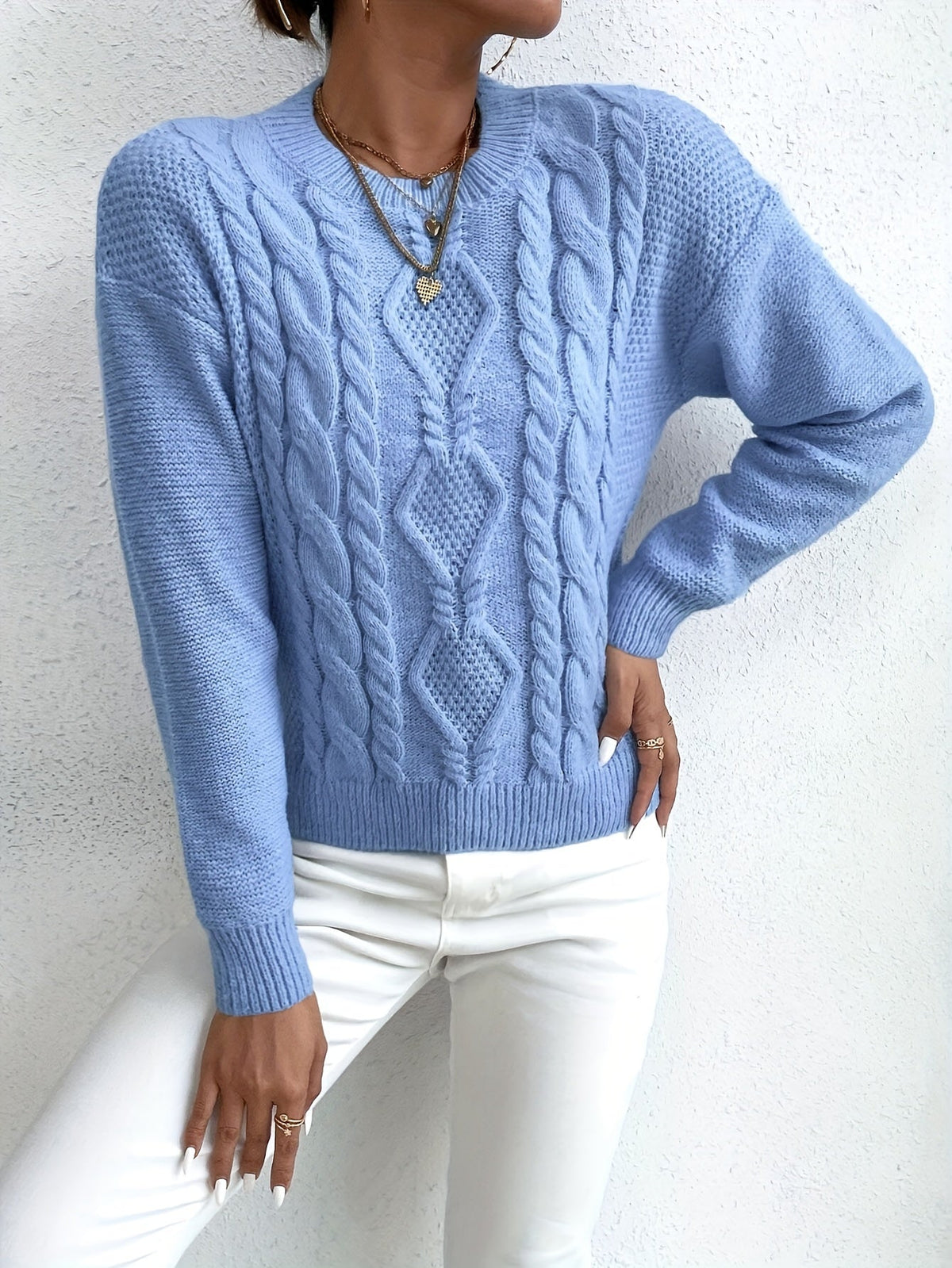 Maglione a trecce oversize – abbigliamento casual, strato confortevole
