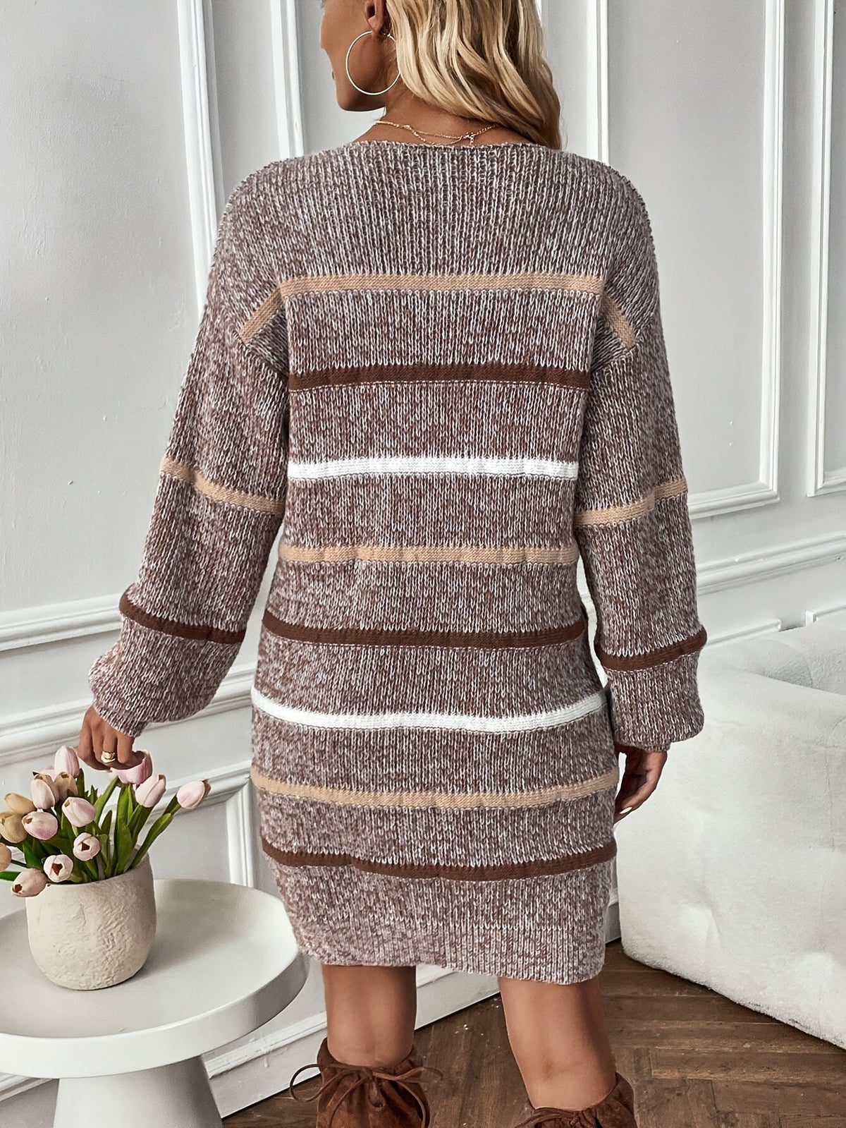 Abito a maglia a righe accogliente – Abbigliamento casual, comfort quotidiano