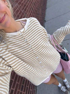 Striped Knit Cardigan with Buttons – Casual, Office
