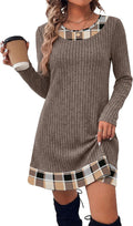 Long Sleeve Color Block Sweater Dress for Women – Casual, Office