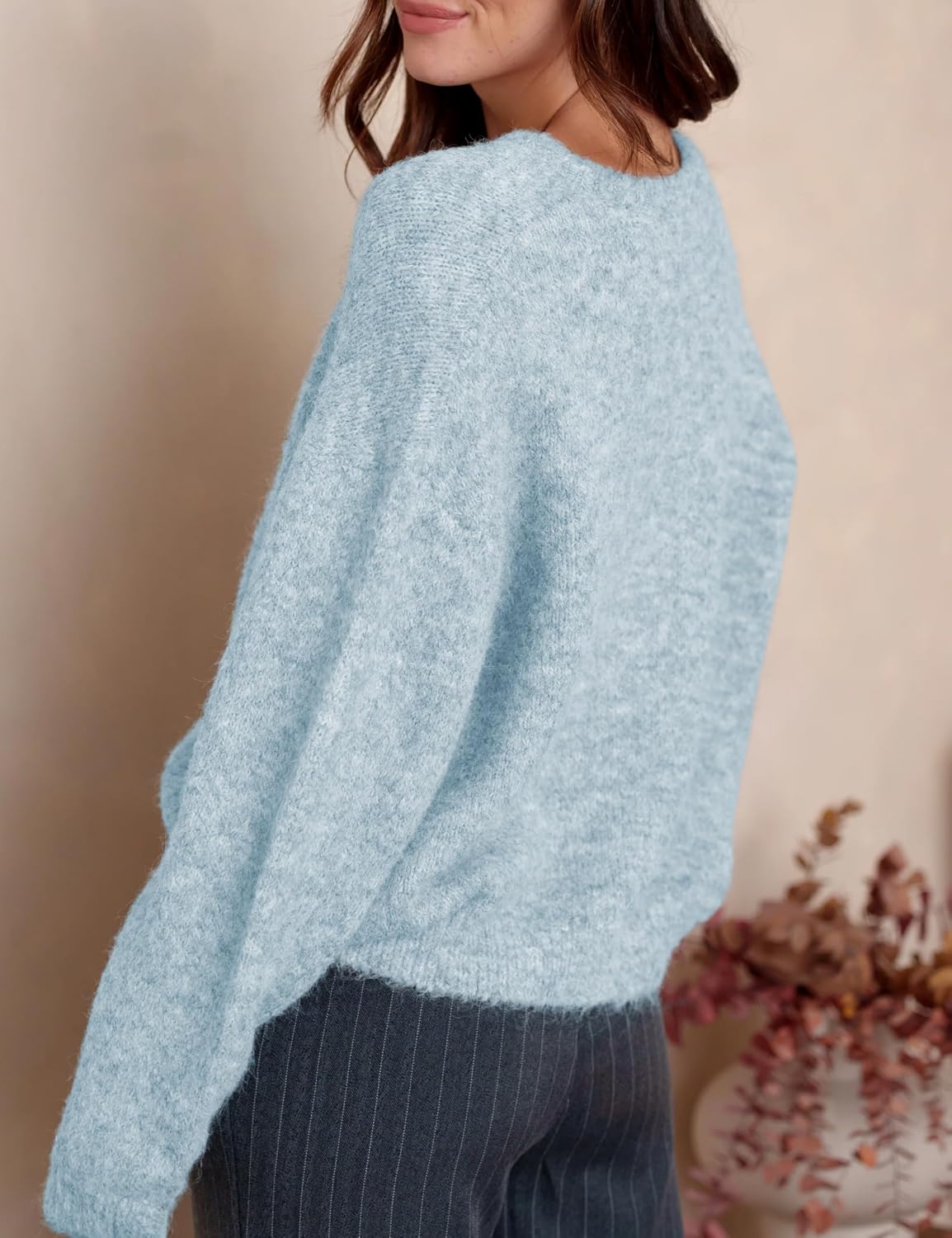 Womens Cardigan Sweater Loose Long Sleeve Crewneck – Casual, Everyday Wear