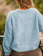 Womens Cardigan Sweater Loose Long Sleeve Crewneck – Casual, Everyday Wear