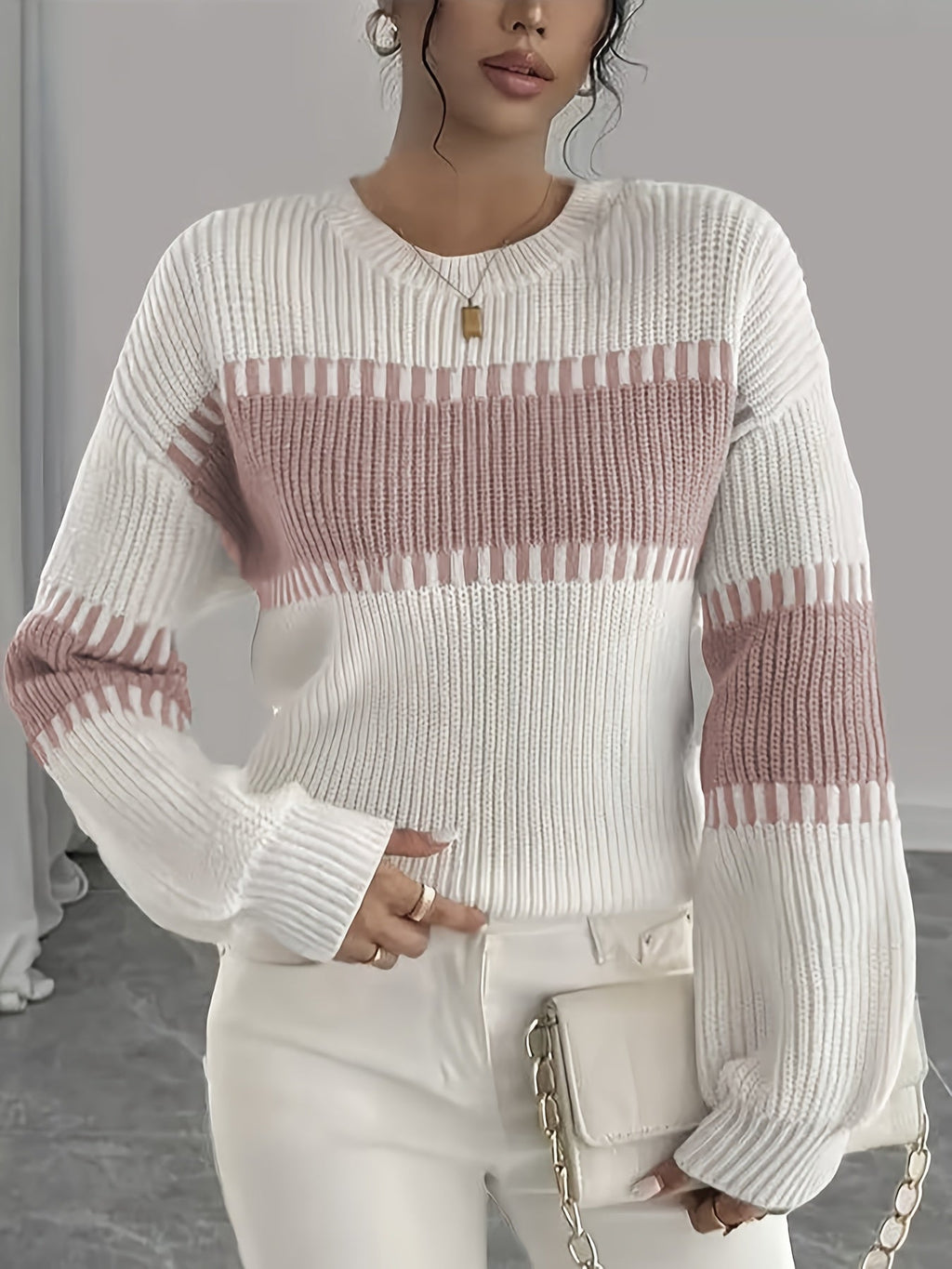 Maglione a righe color-block – Abbigliamento casual, stile quotidiano