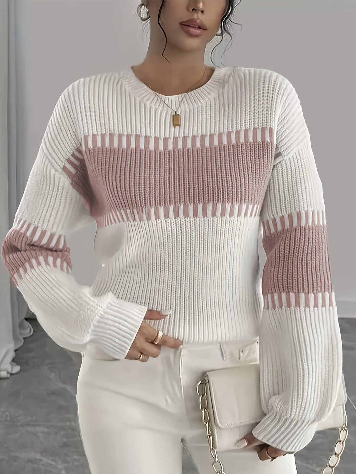 Maglione a righe color-block – Abbigliamento casual, stile quotidiano