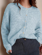 Womens Cardigan Sweater Loose Long Sleeve Crewneck – Casual, Everyday Wear