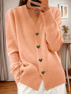 Cardigan con scollo a V e bottoni a cuore – Abbigliamento casual, a strati