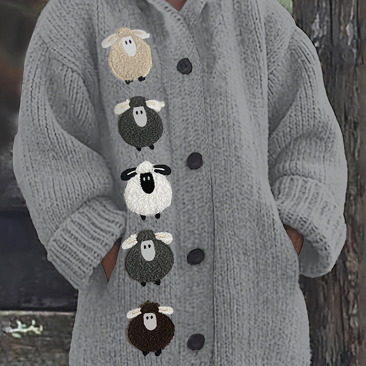Cardigan con cappuccio accogliente – Abbigliamento casual, a strati