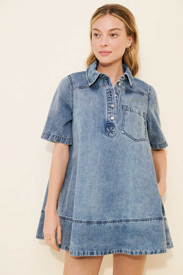 Denim Mini Dress – Casual Wear, Summer Outing