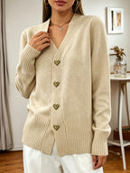 Cardigan con scollo a V e bottoni a cuore – Abbigliamento casual, a strati