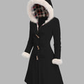 Cappotto lungo con cappuccio bordato in pelliccia – Abbigliamento casual, moda invernale
