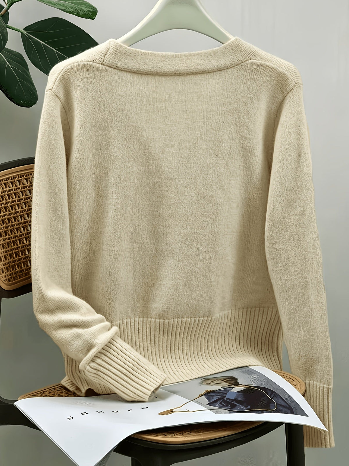 Cardigan con scollo a V e bottoni a cuore – Abbigliamento casual, a strati
