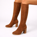 Women’s Long Suede Boots – Elegant Heel, Timeless Style – Casual, Office