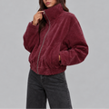 Women's Oversized Suede Bomber Jacket | Vintage Zip Up – Casual, Everyday Wear
