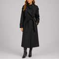 Women's Tailored Trench Coat with Waist Belt – Office, Casual