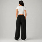 Women’s Wide Leg Lounge Pants, Ribbed Drawstring – Casual, Relaxation